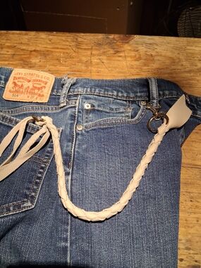 Braided Leather Keychain Strap - Cream